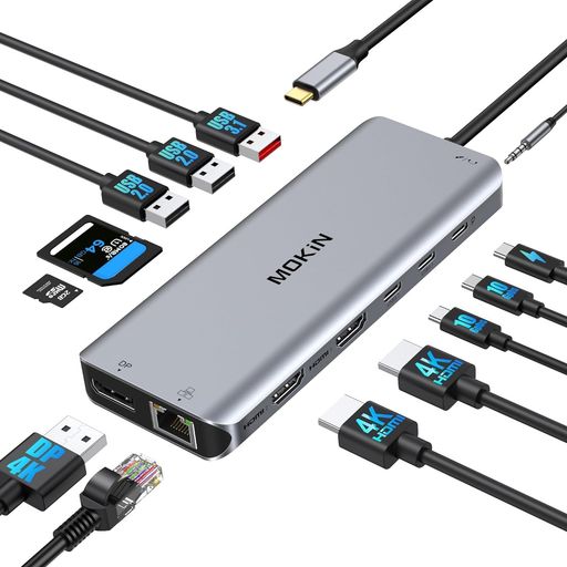 USB ChbLOXe[V TYPE C hbLOXe[V13 IN 1 USB nu y2*HDMI+DPzhbLOXe[V3ʏo USB C nu TYPE-C A~ǍDȕM 100Wd͏o 6*USB |[g&