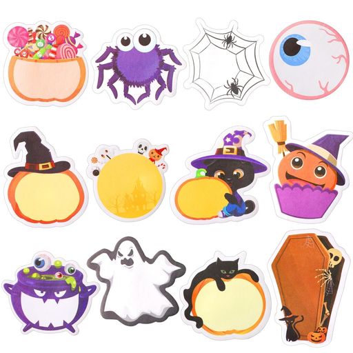 AUGSHYOハロウィン付箋かわいい240枚メモ帳12柄ふせんハロウィンシールメッセージシールおもしろ文房具プレゼントメモ用紙