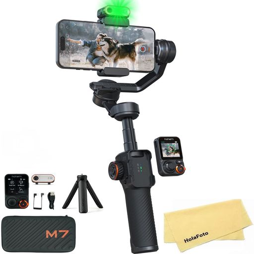 hohemM7スマートフォン用AIトラッキングジンバルスタビライザー、フィルライトと1.4インチ取り外し可能なタッチスクリーンリモートコントロールを備えた3軸電話ジンバル、YouTubeTikTokVlogging hohemM7スマートフォン用AIトラッキングジンバルスタビライザー、フィルライトと1.4インチ取り外し可能なタッチスクリーンリモートコントロールを備えた3軸電話ジンバル、YouTubeTikTokVlogging