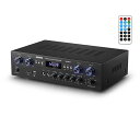 DonnerパワーアンプBluetooth5.0オーディオアンプ出力440WオーディオステレオレシーバーUSB/SD/FM/2MicINEcho/RCA/LED...