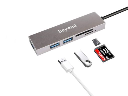 BEYOND USB ChbLOXe[V TYPE C hbLOXe[V 5-IN-1 USB CA_v^[ASD/TFJ[h[_[tA3USB 3.0|[gAMACBOOK PRO