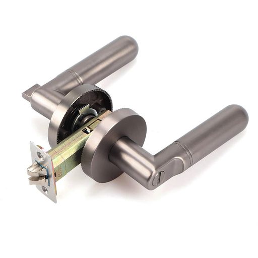 ドアノブ鍵付きレバーハンドル錠室内寝室に適用重く(鍵なし-マットブラック)