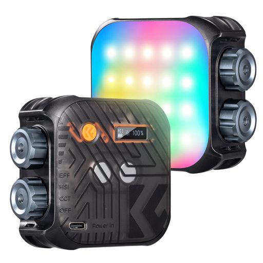 K&F CONCEPT ビデオライト 小型 照明 撮影用ライト 補助照明 カメラライト LEDカメラビデオライト フルカラーライト ミニビデオライト RGBライト 2500K-9900K色温度 無段階調整 USB充電式 カメラ ライト 持ち運び便利