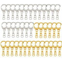 キーホルダー金具40個入り回転カン付きハンドメイドキーリングアクセサリーDIY手芸用品パーツゴールドシルバー