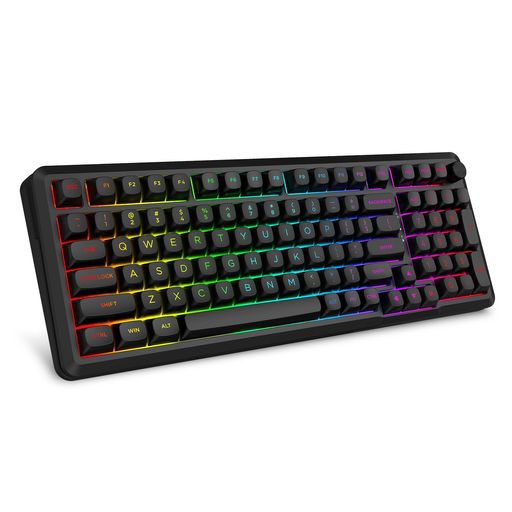 e元素 Z-98 ワイヤレスメカニカルゲーミングキーボード テンキー付き 銀軸 RGB 英語配列 BT・2.4GHz無線・有線 ホットスワップ対応