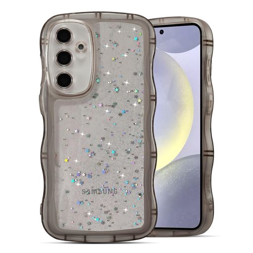 QLTYPRI 対応 Galaxy S26 ケース クリア TPU カバー ウェーブ おしゃれ 韓国 可愛い ウェーブ グリッター 透明 薄型 軽量 耐衝撃 滑り止め スマホケース ワイヤレス充電対応 ストラップホール付…
