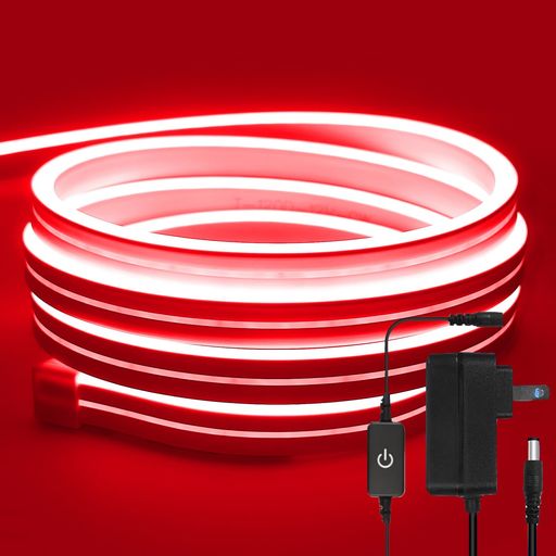 ShineBurky12vledテープライト防水5mテープライトレッド高輝度間接照明切断可能フレキシブルチューブラ..