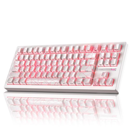ZORNHER ZH870 80% ワイヤレスゲーミングメカニカルキーボード 3 モード ホワイトスパイダーウェブ IMD PC キーキャップ クリーミーサウンドリニアスイッチ ホットスワップ対応 RGB バックライ…