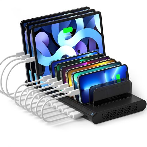 ALXUM USB 充電ステーション 120W 10ポート IPAD 充電スタンド 複数 QC3.0*2+USB C*1 急速充電 10台同時充電 PSE認証…