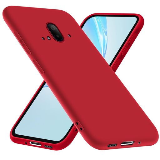 FUJITSUF-52Bケースtpuシリコン保護ケース磨り表面スマホケーススリム薄型ストラップホール一体型指紋防止軽量人気らくらくスマートフォンF-52B携帯カバー赤W-PYGJ-45-02