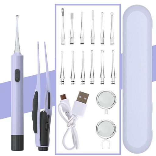 耳かきライト光る耳かきLEDライト付き耳かきUSB充電式光る耳かきルーペ耳掃除、マルチスタイルの交換可..