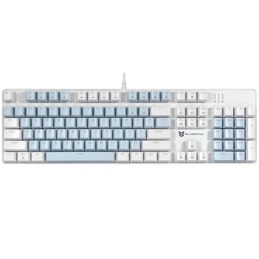 MERDIA メカニカル式ゲーミングキーボード 全104キーボード USB 有線キーボード LEDバックライト付き (青軸-ホワイトとブルー) MERDIA メカニカル式ゲーミングキーボード 全104キーボード USB 有線キーボード LEDバックライト付き (青軸-ホワイトとブルー)