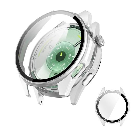  KANOYO For ファーウェイHUAWEI WATCH GT6 46mm 専用ケース 保護カバー 耐衝撃 落下防止 高感度 全面保護 取り付け簡単 PC+強化ガラス ファーウェイGT6対応 (シルバー)