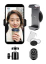 ISKALTスマホホルダーマグネット式マグピクスマホでの自撮りに利用可能三脚が不要コールドシュー付きSNSで話題になっているスマホスタンド360度回転可能持ち運びに便利収納ポーチ付きGY(2)