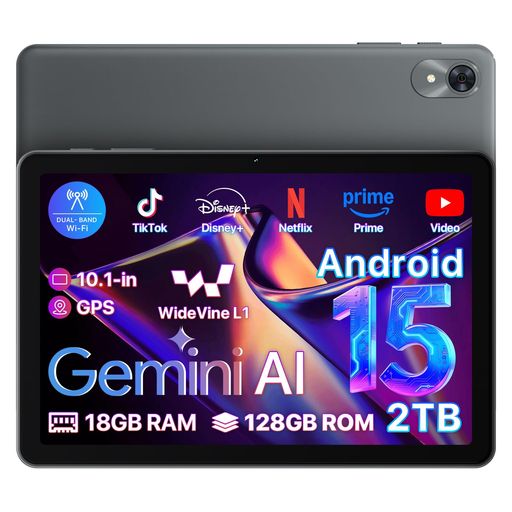 【Android15タブレットGeminiAI搭載】10インチタブレットWiFiモデル|18GB+128GB(2TBまで拡張)WideVineL..