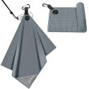 DESELL ゴルフ タオル ゴルフグッズ マグネット式 40*50CM マクリーニングクロス ゴルフ用品 小物 超吸水 速乾 清潔用 持ち運び便利 初心者 カラビナク付き (グレー)(4)