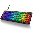 YOUSUOMASTER ゲーミングキーボードメカニカル ゲーム キーボード 赤軸 リニアスイッチ USB 有線 RGBバックライト テンキーレス ガスケット構造 着脱式ケーブル 全キー防衝突 小さい 65%サイズ コンパクト 英語配列 音量調節ノブ付き(2)