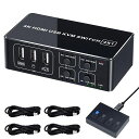 ELEVIEWKVMスイッチ4KHDMIUSB切替器4ポート(PC4台用)4K@60HZHDMI2.0HDCP2.2キーボード/マウス/モニターを共有簡単接続ド...