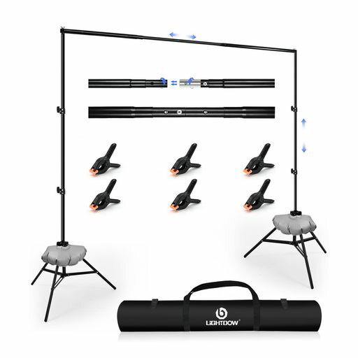 Lightdow背景スタンド撮影用200x300cm伸縮式クロスバー撮影キット高さと幅調節可能持ち運び便利ポート..