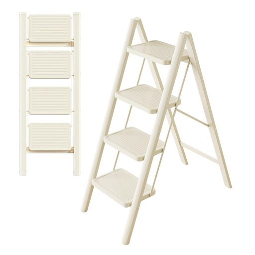 脚立4段折りたたみ室内踏み台耐荷重150KGおしゃれステップスツールフラワースタンドとしても使えます軽..