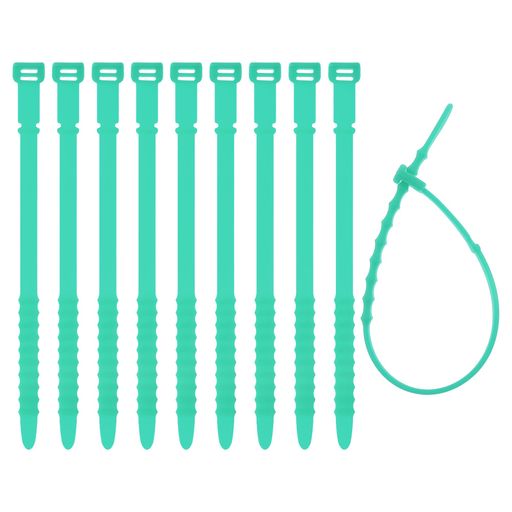 CAPASTECケーブルバンド結束バンド柔らかいシリコン巻き取りイヤフォンUSBケーブルコード収納繰り返し使用可能18cm10本入り緑