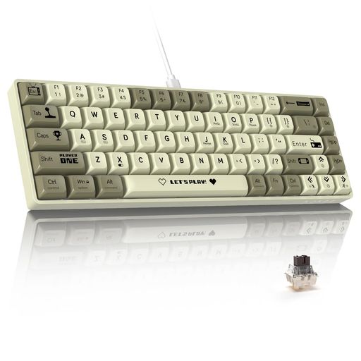 MAMBASNAKE×AJAZZ AK680 有線ゲーミングキーボード 茶軸 軽量 メカニカルキーボード ホットスワップ対応 小型68キー RGB照明 ボール型キーキャップ EVAサンドイッチ WIN/MAC/IPAD/ANDROID対応 ―グレー