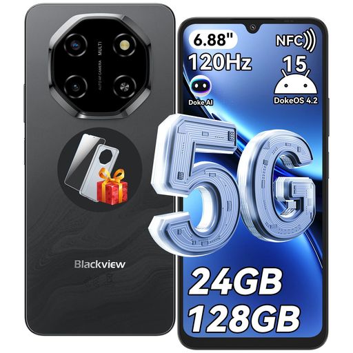 【2025強化版SIMフリースマホ】BlackviewShark6SIMフリースマートフォン5G対応24GB+128GB2TB拡張可能DokeAI搭載(ChatGPT)Android15スマホ6.88インチ