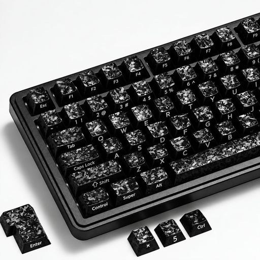 YUREDAN ブラック フォージドカーボン調 キーキャップ チェリープロファイル 119 キーセット ANSI 配列 MX 軸 メカニカルキーボード対応