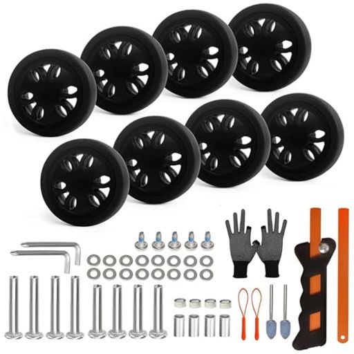 8個入りキャリーバッグ交換用キャスター52mm径TPUゴム静音タイヤダブルスピナー双輪替えホイールキット..