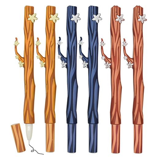 Maydahuiおしゃれシミュレーション桜花木の枝ボールペン0.5mm黒6本セットかわいいジェルボールペン可愛..