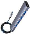 ACEELE USB ハブ 5ポート拡張 高耐久ナイロン編組 120CMケーブル付き USB3.0 ハブ USB TO 4*USB-A 3.0ポート 超高速データ転送 TYPE-C電源ポート増設 IMAC、MINI PC、 SURFACE(2)