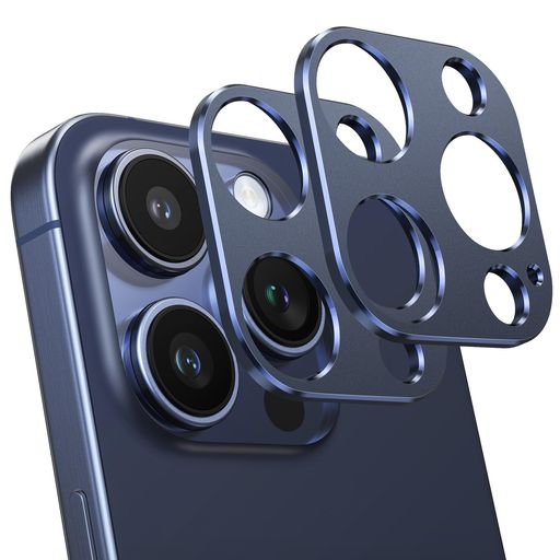 NIMASO カメラカバー IPHONE15PRO / 15PROMAX 用 カメラフィルム アルミ合金製 レンズカバー レンズ保護 耐衝撃 アイフォン15プロ/15プロマックス 対応 ブルー 2枚セット NCM24A1078