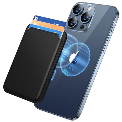 MIRACASE MAGSAFE 対応 カードケース スマホ カードホルダー IPHONE 16/15/14/13/12シリーズに対応 レザーカードウォレットホルダー カード入れ 強力磁力 3枚 カード収納 マグネット内蔵 ブラック