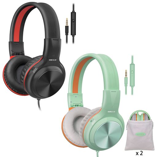 SIMOLIO有線ヘッドホンマイク付き85dB94dB104dB音量制限付き折りたたみ軽量ヘッドセット共有ポート付き調節可能なヘッドバンド3.5mmジャック付きコンピューター学校ティーンズキッズ904HG SIMOLIO有線ヘッドホンマイク付き85dB94dB104dB音量制限付き折りたたみ軽量ヘッドセット共有ポート付き調節可能なヘッドバンド3.5mmジャック付きコンピューター学校ティーンズキッズ904HG