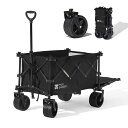 MOBI GARDEN キャリーワゴン アウトドアワゴン 最大容量225L 耐荷重150kg 【荷室の長さ130cm】 長物対応 ブレーキ付 後ろ開け 折りたたみ キャリーカート コンパクト 伸縮ハンドル 大型タイヤ アウトドアキャリー 釣り 運動会(4)