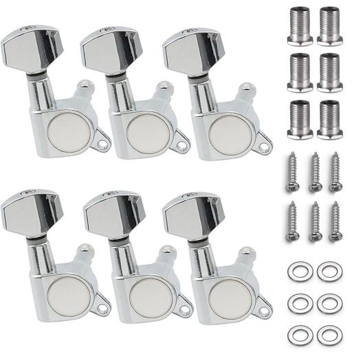 LIANHATA6連ギターペグストリングチューニングペグエレキギターチューニングペグ交換部品用固定用ネジ付き(B)