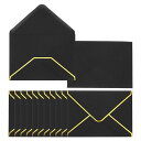 PATIKIL100パックA7封筒5x7カードVフラップラウンドエッジバレンタイン金色ボーダー付きオフィスウェディングカード招待状卒業パーティーギフト黒