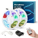 DuraBriteLEDテープライトストリングライトロープライト10m【5mx2個】リモコン制御音声同期メモリー機能SMD5050高輝度RGB調光調色間接照明切断可能両面テープ工具不要装飾用室内用部屋天井壁…