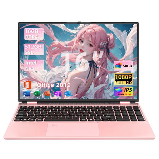 16インチ ビジネスノートパソコン インテルN95 Office2019 搭載&Win11対応 IPS狭ベゼル 92%高屏占比1920*1200解像度 サクサクな動作 最大3.4GHz バックライトキーボード 180°開閉 メモリ:DDR4