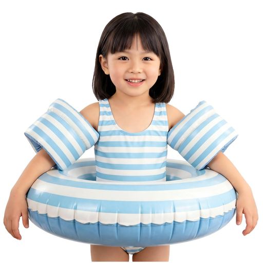 浮き輪子供用OziralおしゃれO型浮輪+アームリングフロートセットかわいいうきわ男女兼用水泳補助浮具プール海水浴水遊び夏休み旅行キャンプアウトドアストライプ#80