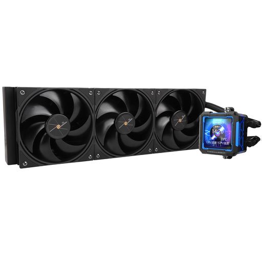 THERMALRIGHT FW PRO 360 Black CPU AIOクーラー、320*320解像度のIPS LCDスクリーン、AM5&Intel 1700/1851用、高性能360スペック水冷ラジエーター、2.73インチ着脱式ディスプレイ付き