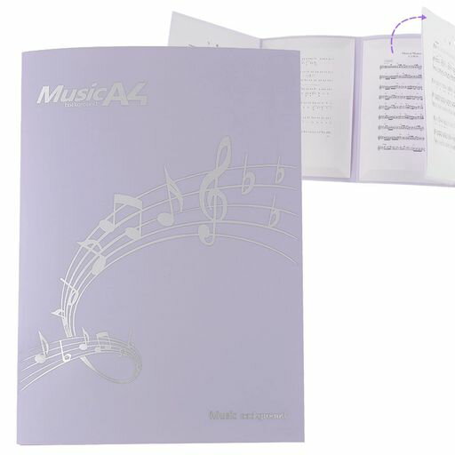 サムコス楽譜用ファイル6枚収納A4サイズ4面楽譜ホルダー譜面ファイルカバー譜面書き込みできる反射しないピアノ/ギター/古筝/ヴァイオ..