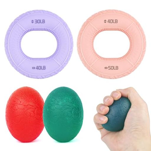 MABAHON握力トレーニング4点セット握力リング&握力ボールで手と指を総合鍛練ハンド...