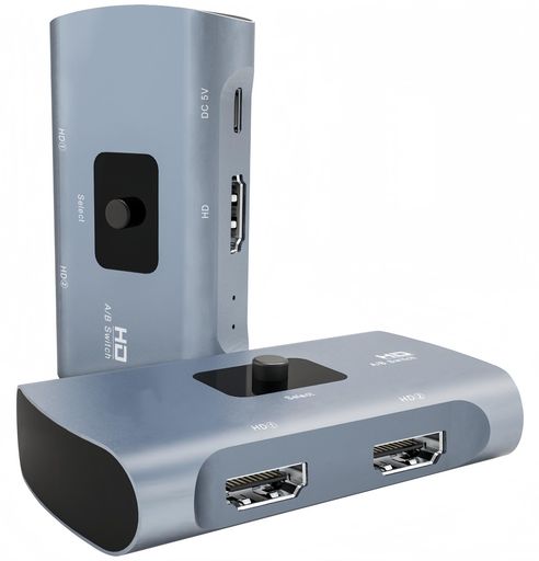 HDMI2.1切替器1入力2出力/2入力1出力4K@60Hz双方向2PC共有HDMI分配スイッチャー高速ビデオ伝送手動セレクター出力側対応HDTVプロジェクターモニター