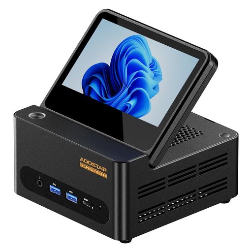 AOOSTAR ai ミニpc ryzen AI9 HX370+890M(12C/24T 5.1GHz 80TOPS) HDモニター付き+指紋ロック解除 DDR5*2 PCIE4.0 SSD*2 Oculink搭載 / USB4.0*2 /