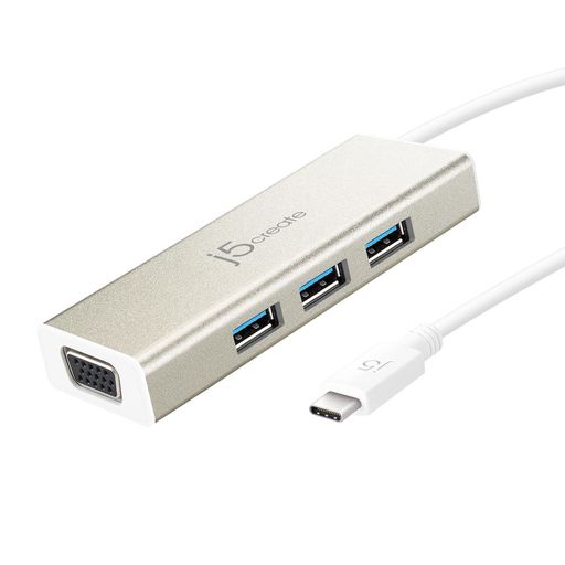 j5create USB-C to VGA 変換アダプター – 1080p 対応 | USB-A ポート付き コンバーター | MacBook・Chromebook・タブレット・PC対応 (JCH411)