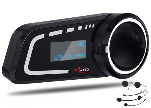 MaxtoM2Cバイクインカム最大6人同時通話インカム1000M通話距離Bluetooth5.0防水インターコムLCD表示画面付きHI-FI音質スピーカーいんかむFMラジオGPSSiri音声対応2台設備同時接続インカムバイク