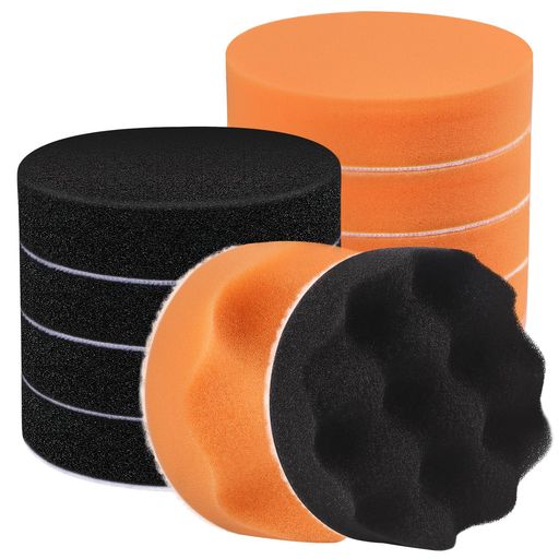 IROKCAKPTスポンジバフ125mmポリッシャーバフ10個セット超細粒子の柔らかウレタンスポンジバフマジックテープ電動ポリッシャーバフ(5個オレンジ+5個ブ...