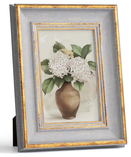 Afulyフォトフレームおしゃれ2L判写真立てアンティークグレーゴールド壁掛け縦横兼用額縁記念日誕生日お祝いプレゼントバレンタイン装飾