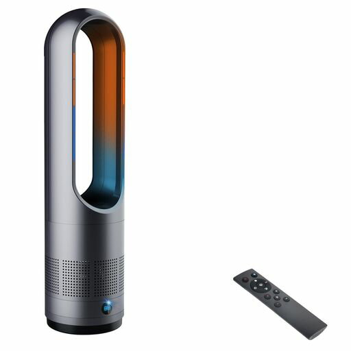 【2025冷暖兼用・羽根なし】セラミックヒータータワーファン温風送風3段階温風&8段階送風切替100°自動首振り9Hタイマー静音扇風機羽なし強風&微風モード大風量速暖リモコン付転倒自動OFF…